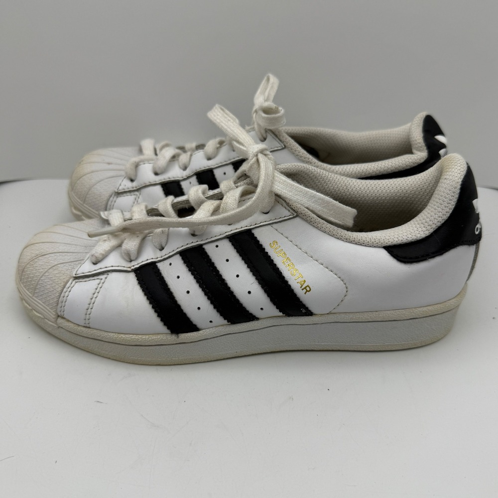 Adidas Superstar Sneakers Kids Size 4.5 Shell Toe‎ White Black Casual Run DMC